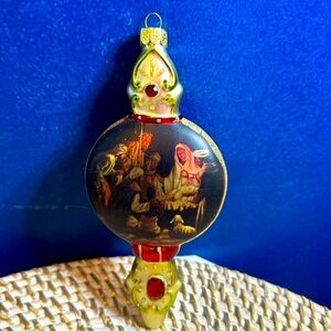 Vintage Handblown Handpainted Nativity Scene Christmas Ornament